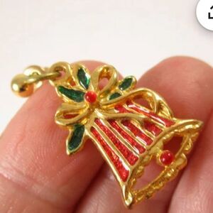 Set of four Vintage Christmas Earrings: Candy cane, Christmas bells, & a…